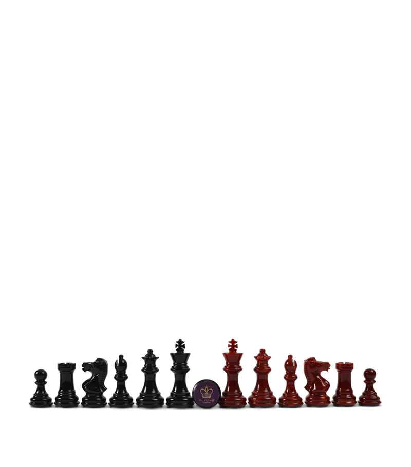 Purling stone chess set with Italian leather and gold, imported from the UK