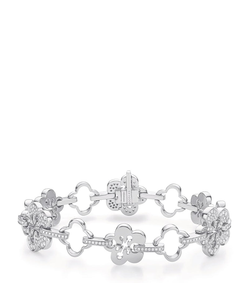 Boodles white gold diamond blossom bracelet 19cm, UK version