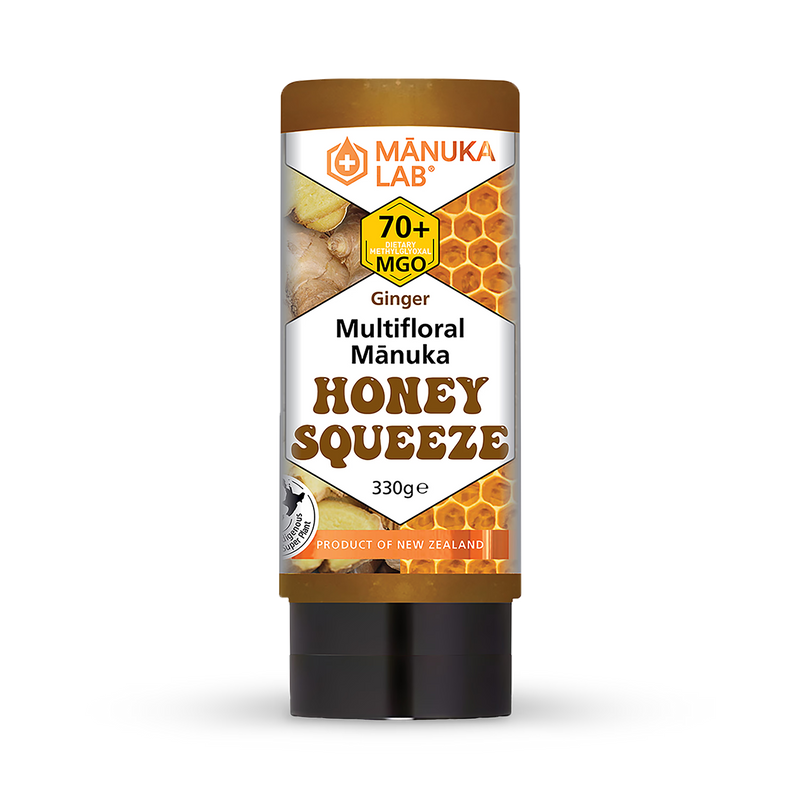 Manuka Lab Ginger Honey Squeeze 330g, imported from the UK