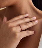 Astrid & Miyu yellow gold pink sapphire baguette ring - British product