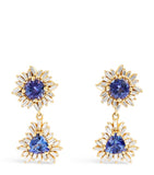 Suzanne Kalan blue sapphire diamond drop earrings 18kt yellow gold - British product