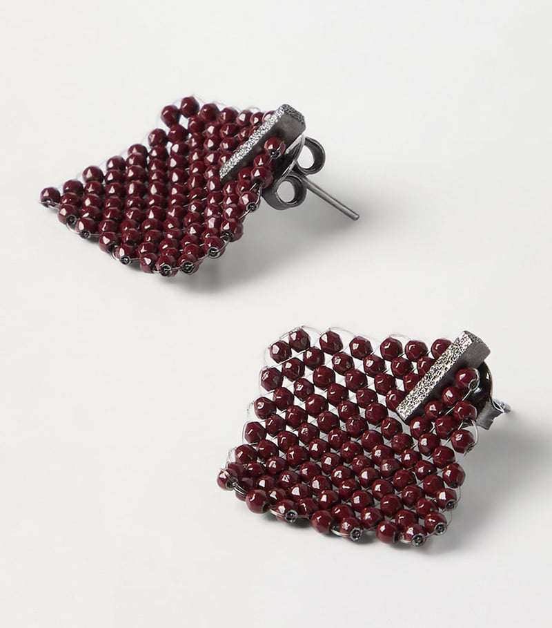 Brunello Cucinelli square hematite earrings 3cm, UK version