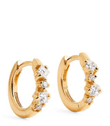 Harrods Suzanne Kalan Yellow Gold and Diamond Princess Huggie Earrings- Buy online at McGrocer