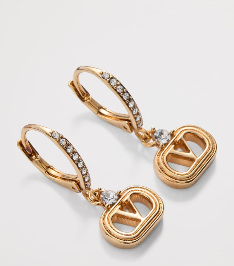 Valentino Garavani Crystal Ovalette earrings with VLogo (British brand)