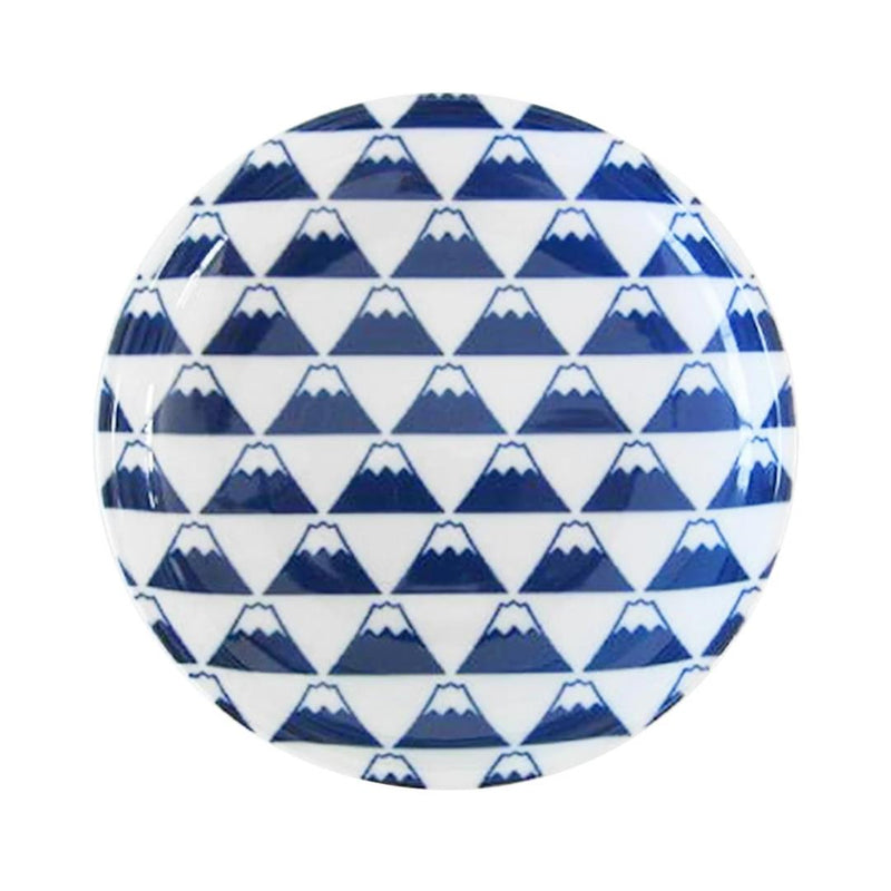 Mountain Fuji pattern plate in blue - British product