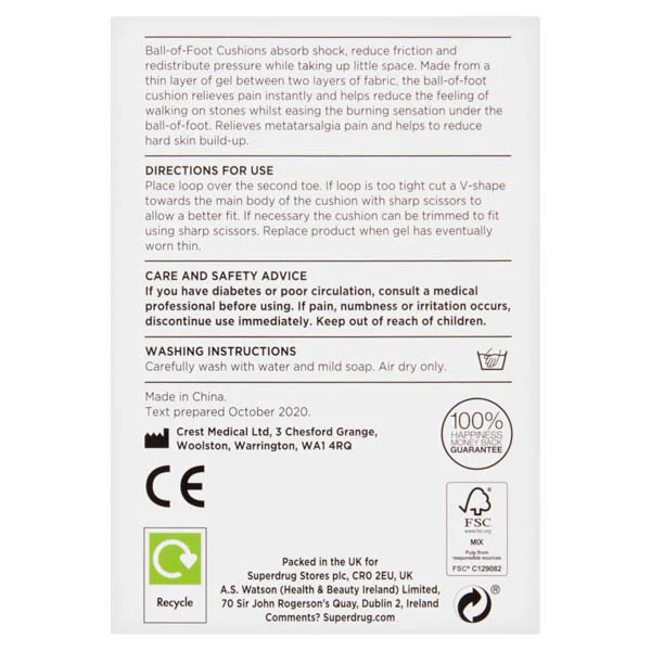 Superdrug Toe Loop Ball of Foot Cushion x2 GOODS Superdrug