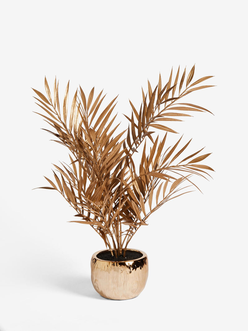 Gold artificial palm tree in ceramic pot 60cm height, UK version