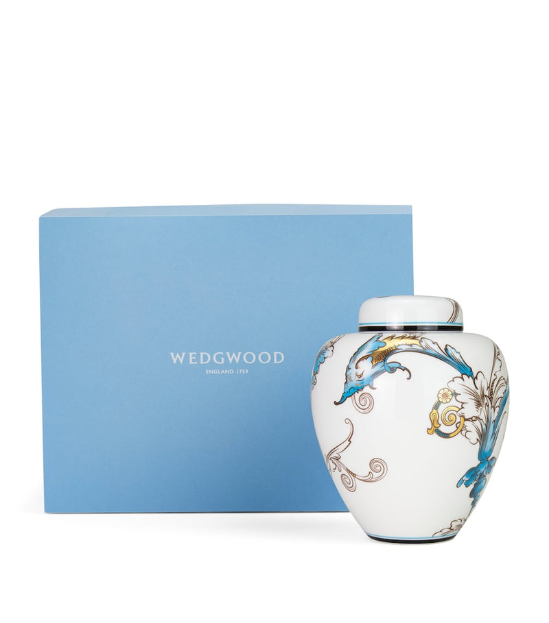 Wedgwood Florentine Turquoise lidded vase 15cm (British brand)