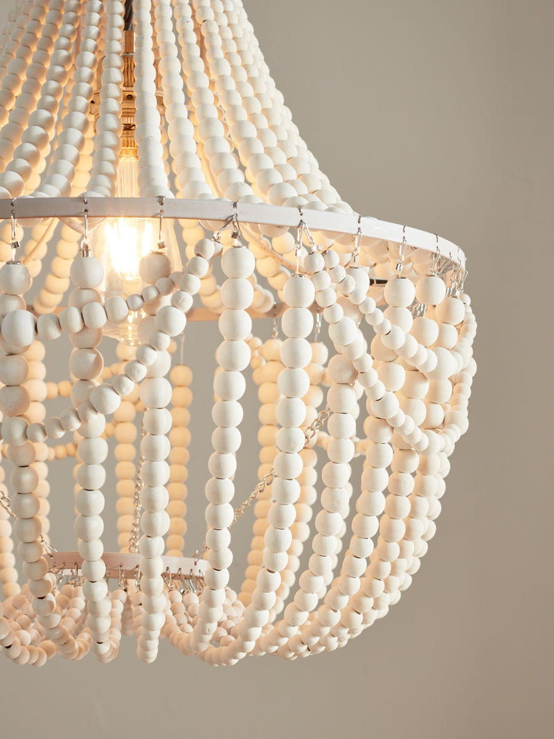 Tahlia white wooden beads large pendant light shade (British brand)