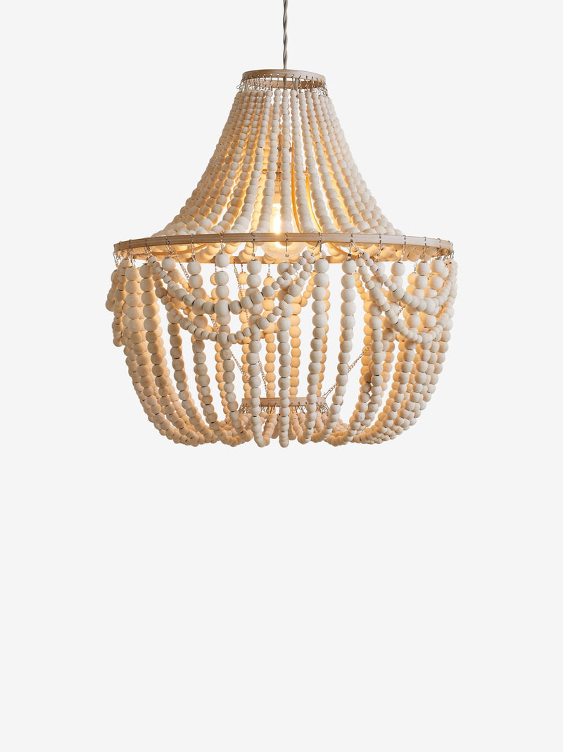 Tahlia white wooden beads large pendant light shade (British brand)