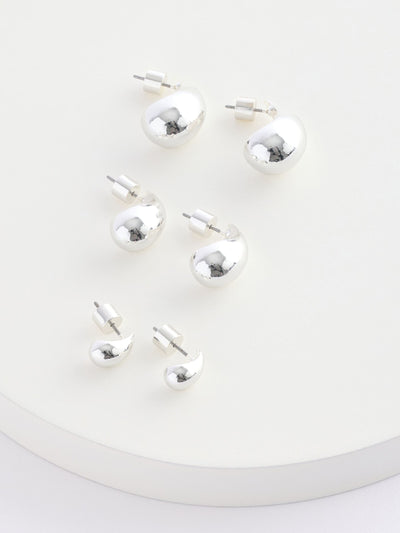 Next Silver Tone Teardrop Pierced Earrings 3 Pack- Buy online at McGrocer