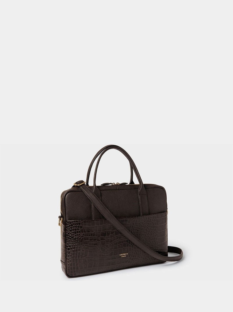 Osprey London Kellie Leather Laptop Bag Brown, UK version