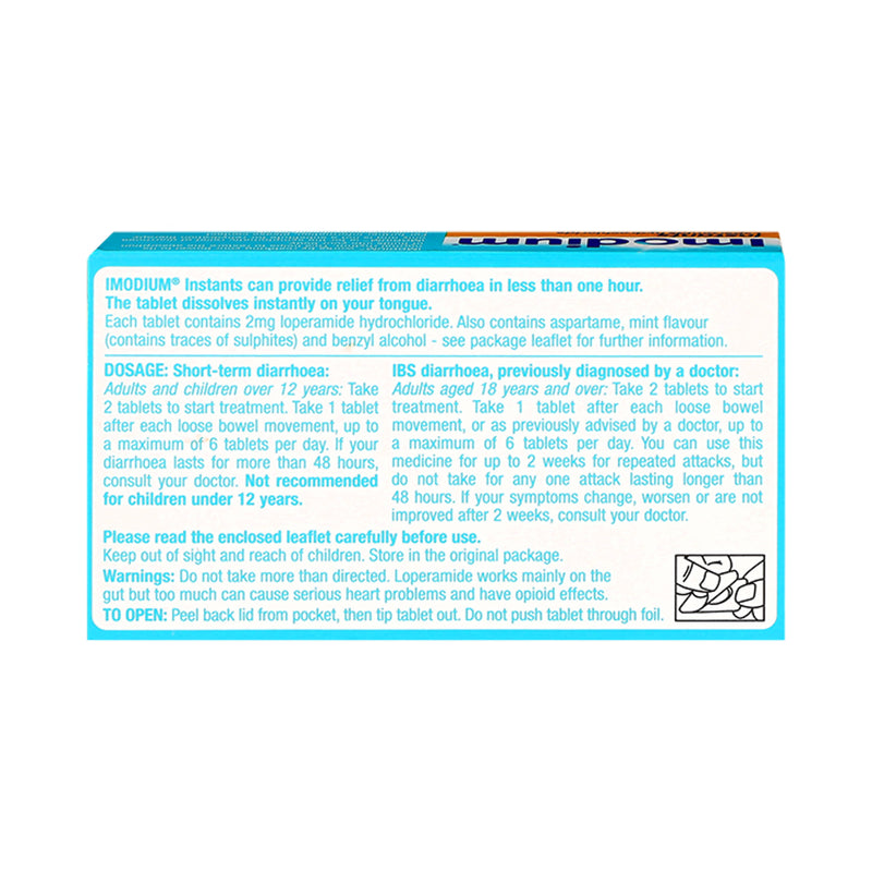Imodium Instants Mint Fast Dissolve Tablets 6 Pack, UK version