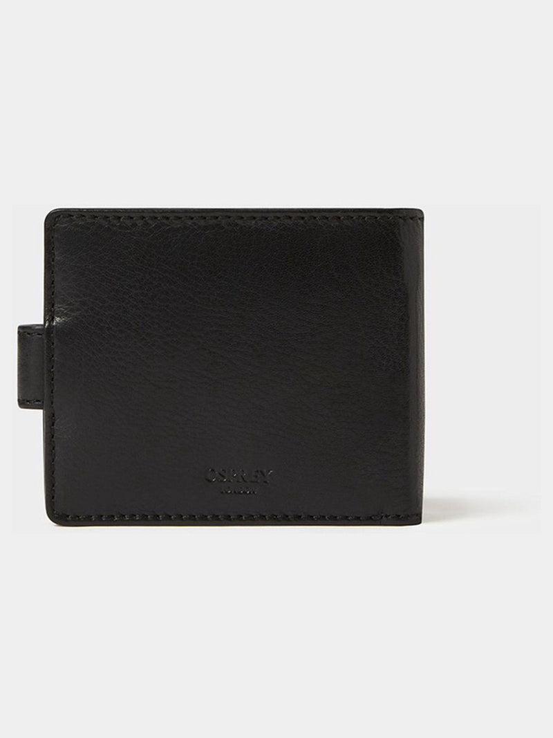 Osprey London black leather coin wallet with popper closure, imported from the UK