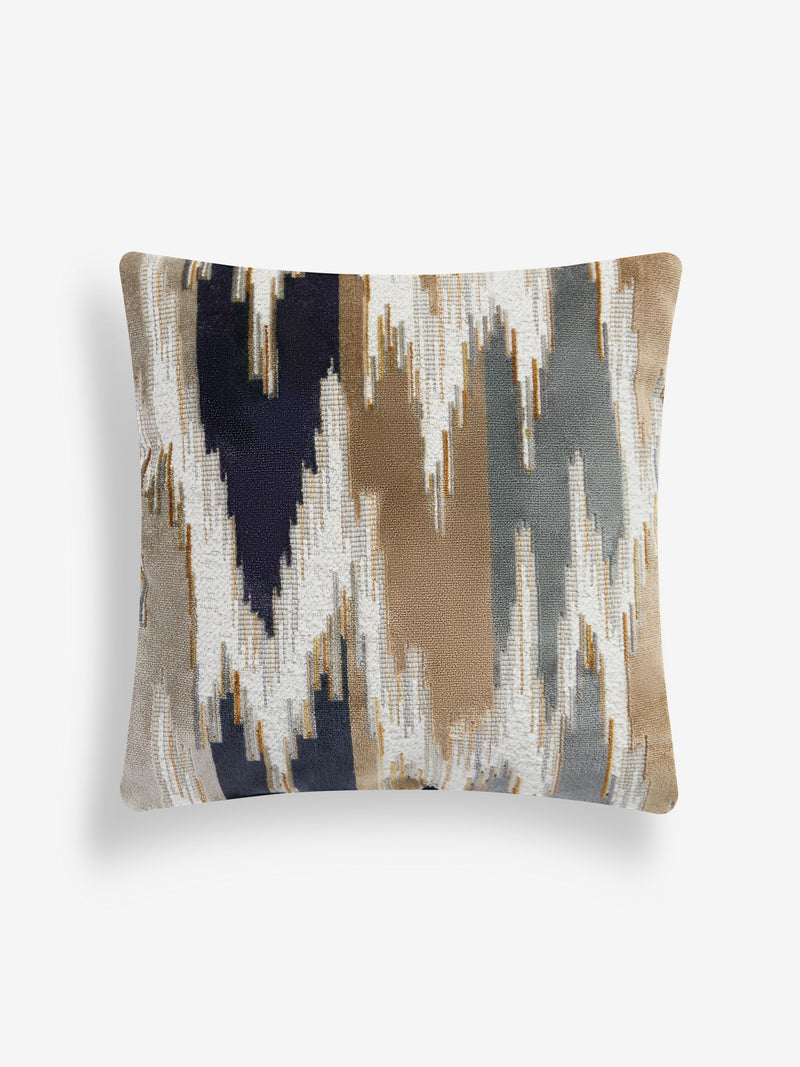 Navy blue zig zag cut velvet cushion 43 x 43cm - British product