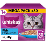 Whiskas 1+ Adult Wet Cat Food Pouches Fish Favourites in Jelly 80 x 85g GOODS M&S