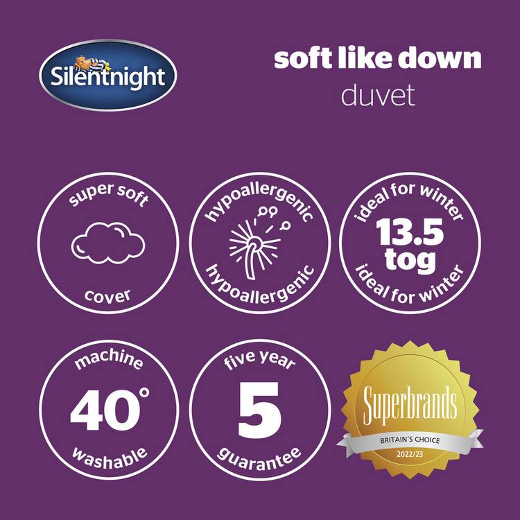 Silentnight Soft Like Down 13.5 Tog duvet single (British brand)