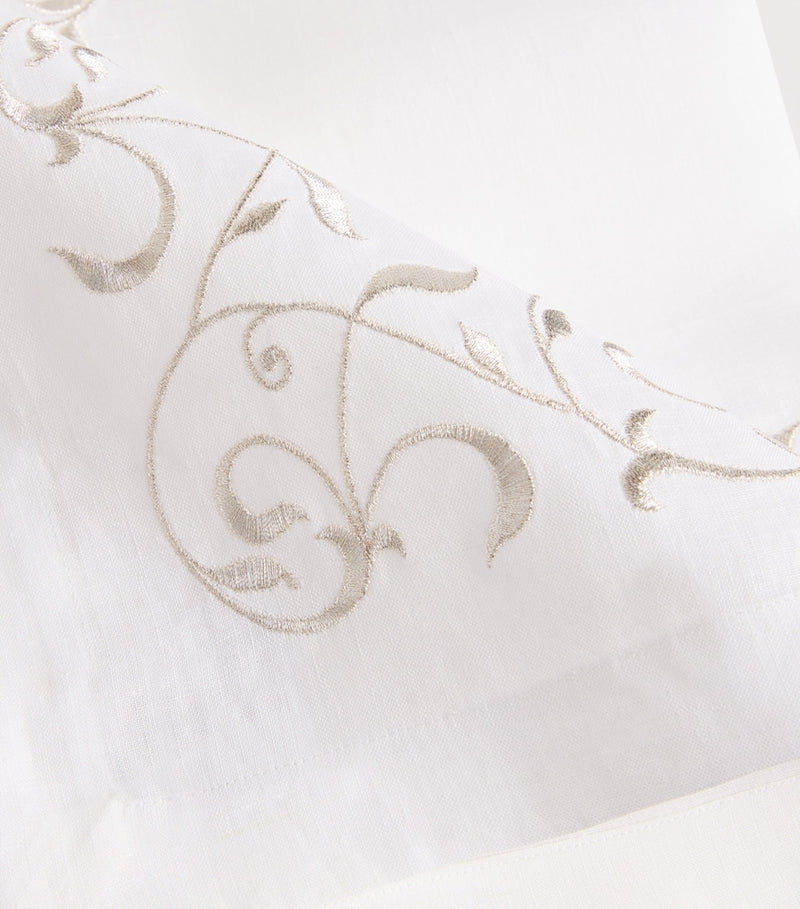Dea linen embroidered scroll table runner 50cm x 210cm - British product