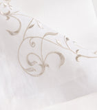 Dea linen embroidered scroll table runner 50cm x 210cm - British product