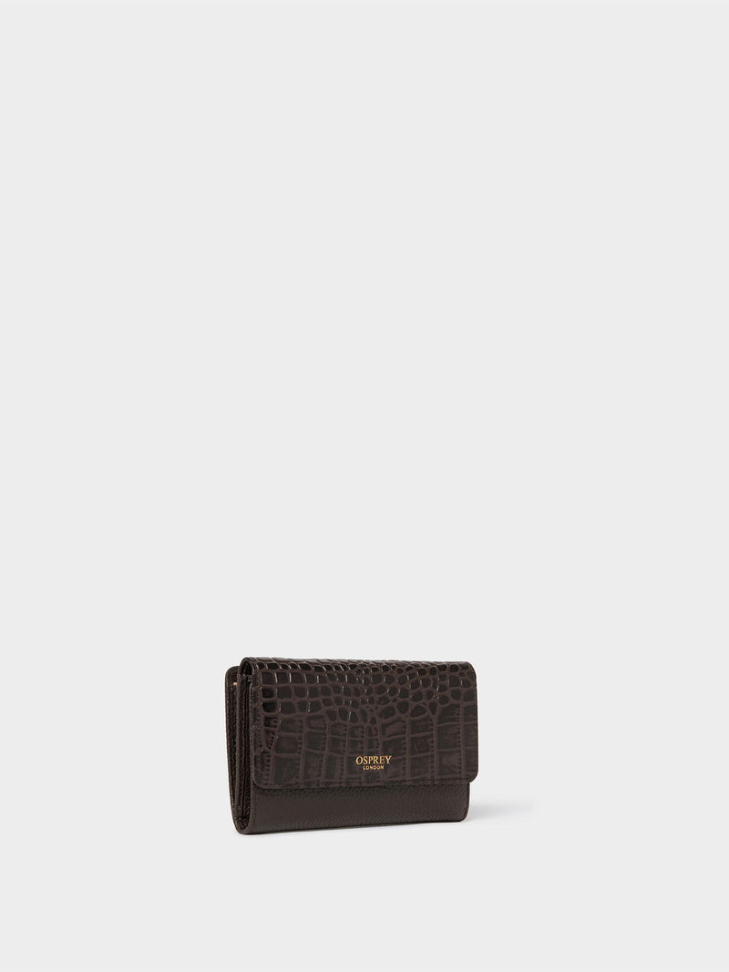 Osprey London Kellie matinee purse brown leather, imported from the UK
