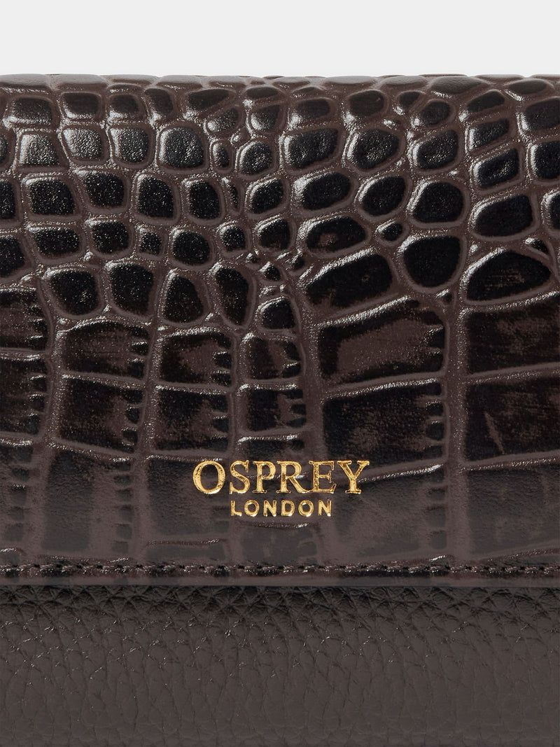 Osprey London Kellie matinee purse brown leather, imported from the UK