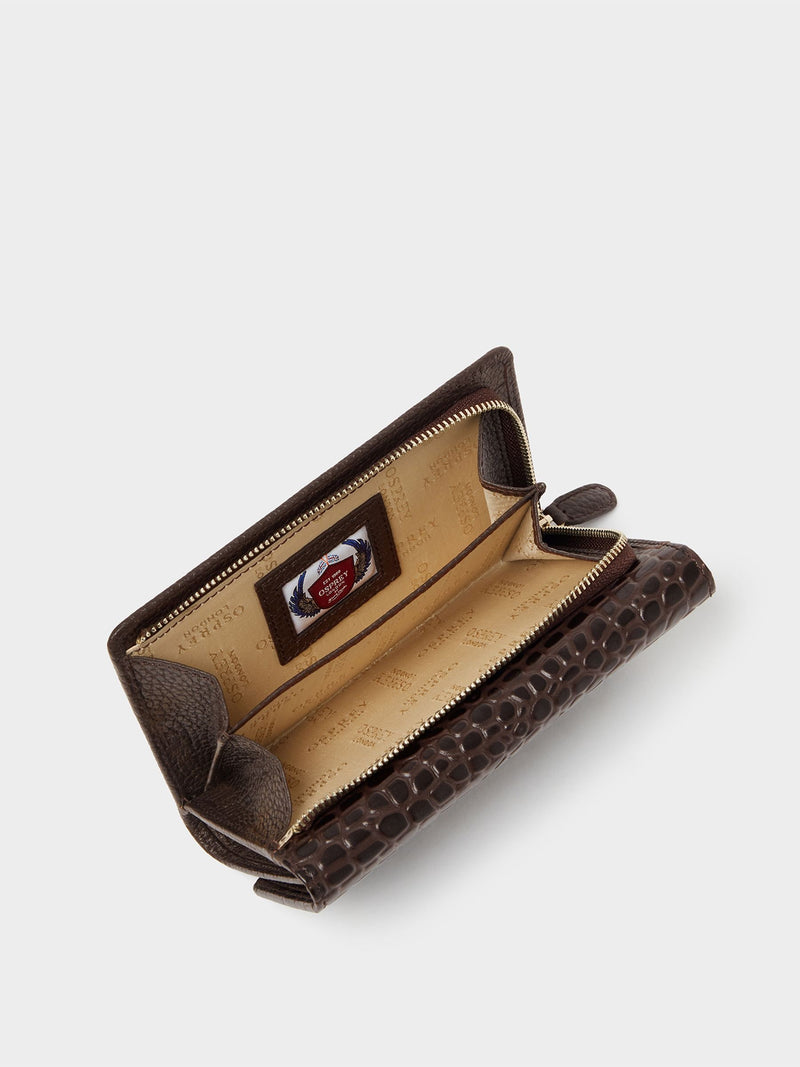 Osprey London Kellie matinee purse brown leather, imported from the UK