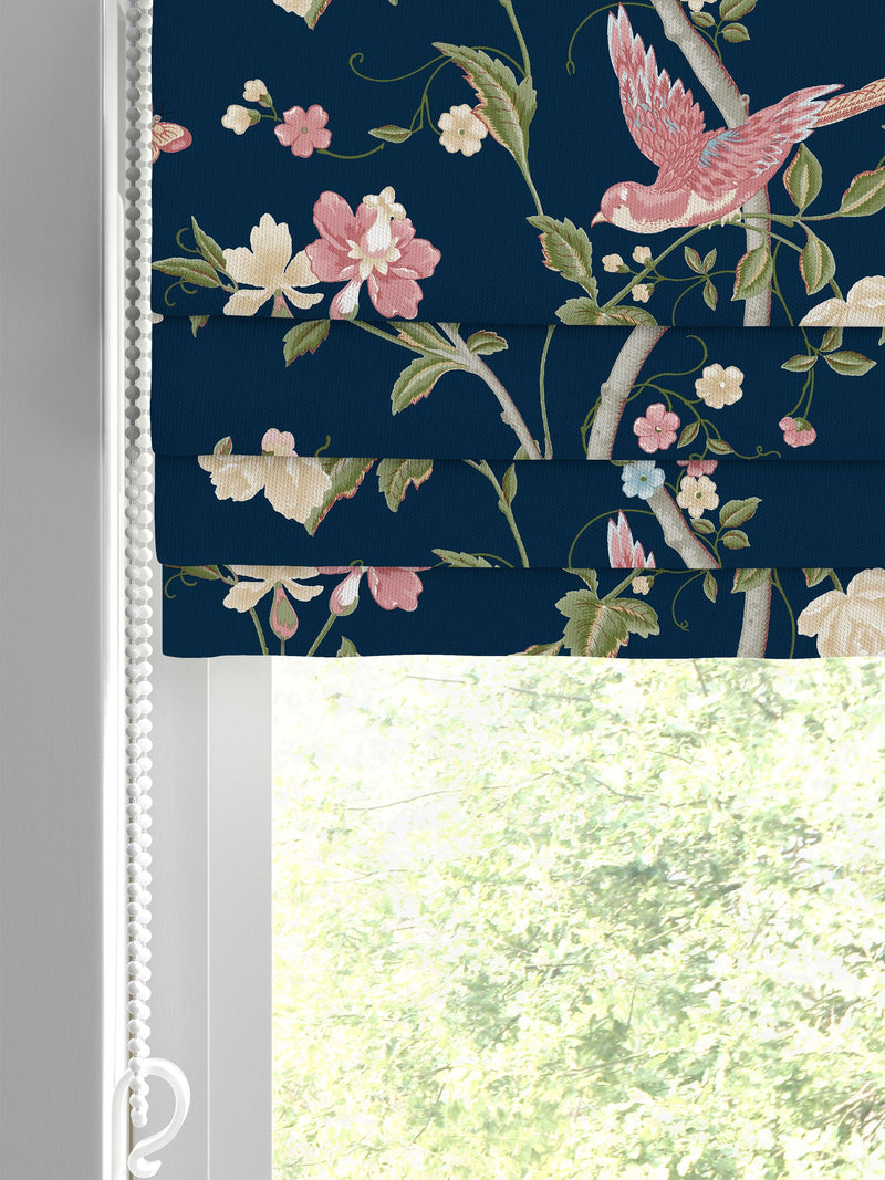 Laura Ashley Summer Palace roman blind midnight blue, imported from the UK