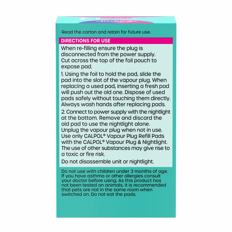 Calpol vapour plug nightlight with 30 refill pads, UK version