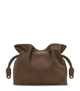 Harrods LOEWE Medium Suede Flamenco Clutch Bag- Buy online at McGrocer