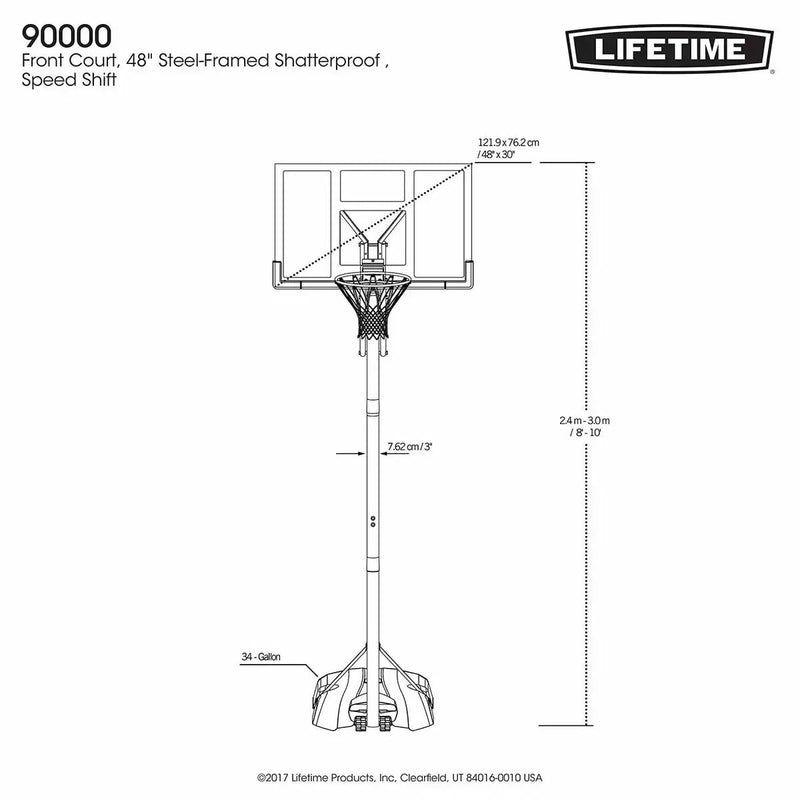 Lifetime Portable Basketball Hoop 48 Inch Rim, UK version