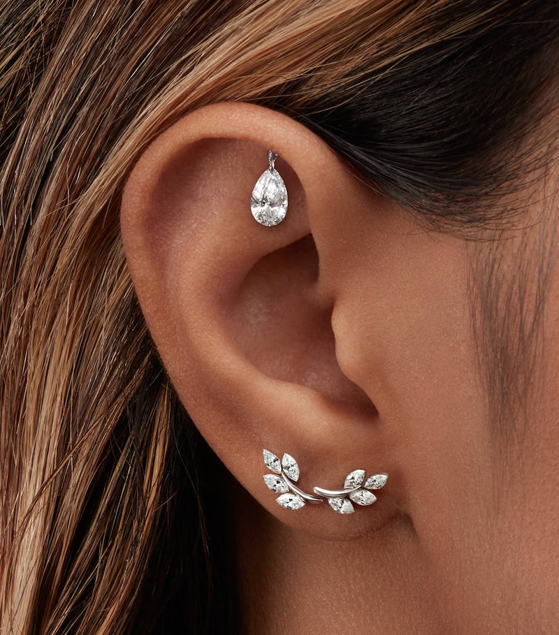 Maria Tash diamond vine threaded stud earring 8mm, imported from the UK