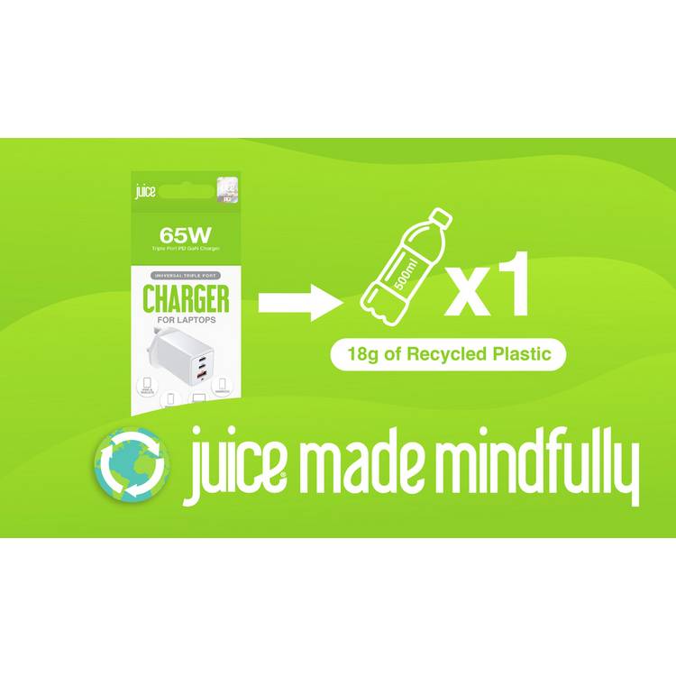 Juice wall charger triple USB-A USB-C 65W - British product
