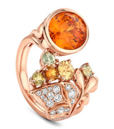 Harrods Boodles Rose Gold Diamond Garnet and Sapphire Silk Mantua Palace Ring- Buy online at McGrocer