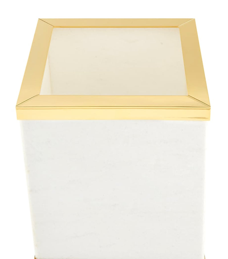 ZODIAC white marble bin with gold hardware (British brand)