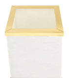 ZODIAC white marble bin with gold hardware (British brand)