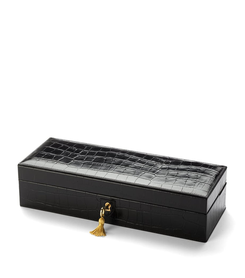 Aspinal of London croc print watch box, UK version