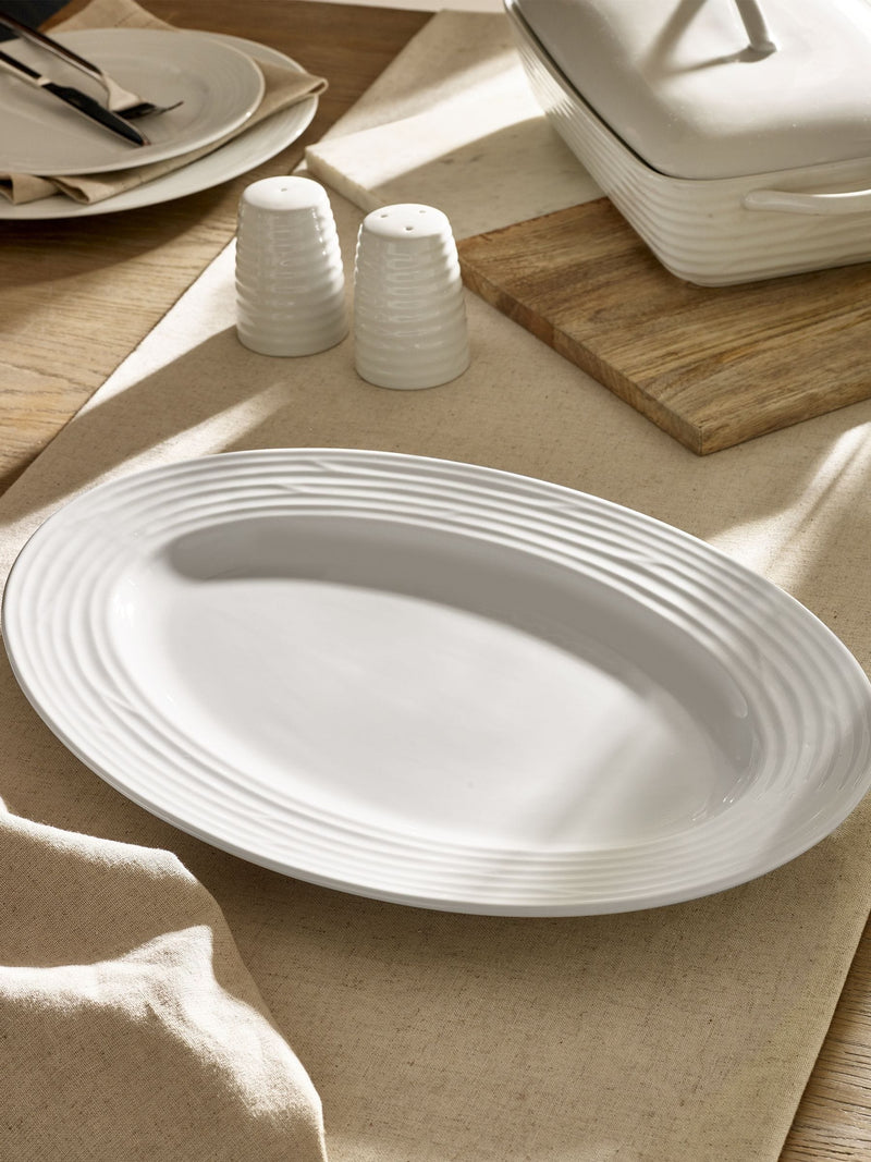 Malvern white embossed serving platter 40cm x 28cm (British brand)