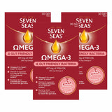 Seven Seas Omega 3 and gut friendly bacteria supplements 3 x 30 count, imported from the UK