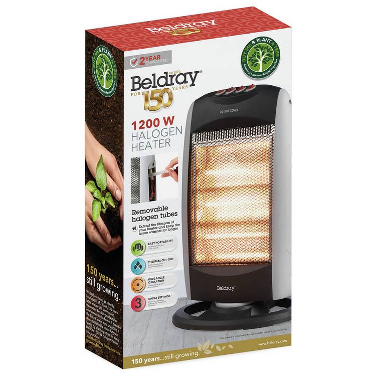Beldray 1.2kW halogen heater (British brand)