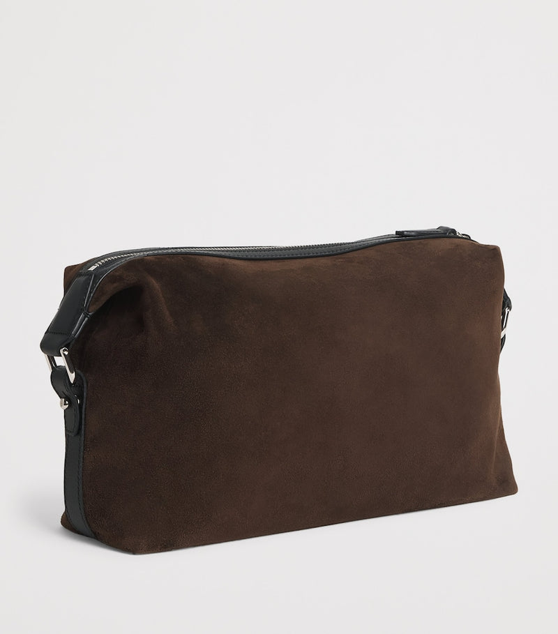 Brioni cotton canvas Via Veneto pouch with leather details, UK version