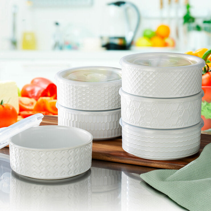مجموعة Signature Housewares الحجرية المكونة من 6 أوعية بأغطية، مستوردة من المملكة المتحدة