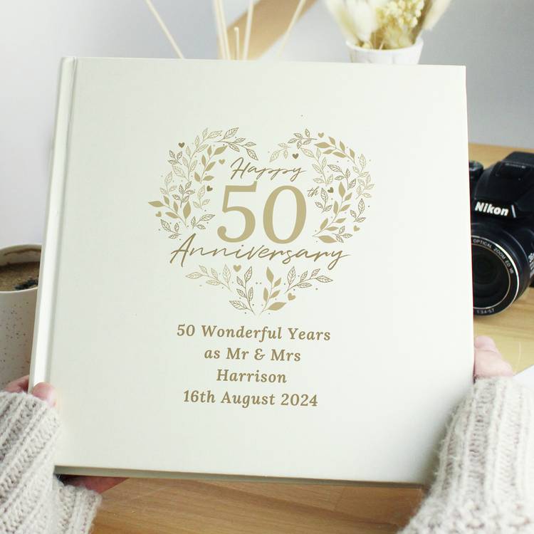 Personalised 50th anniversary photo album with space for 120 photos (British brand)