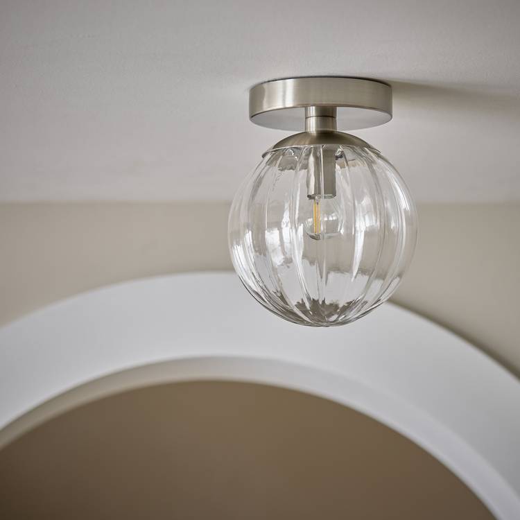 Argos Home Anais glass bathroom ceiling light brushed chrome, UK version
