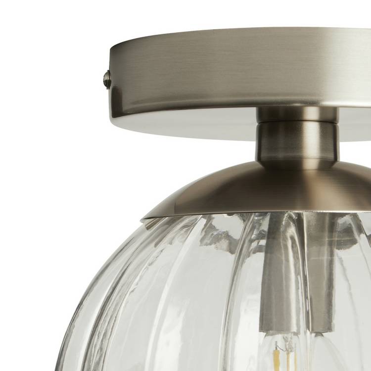 Argos Home Anais glass bathroom ceiling light brushed chrome, UK version
