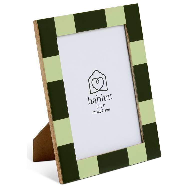Habitat checkered mango wood picture frame 5x7 inch - British product