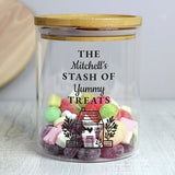 Personalised glass storage jar with bamboo lid 13cm, UK version
