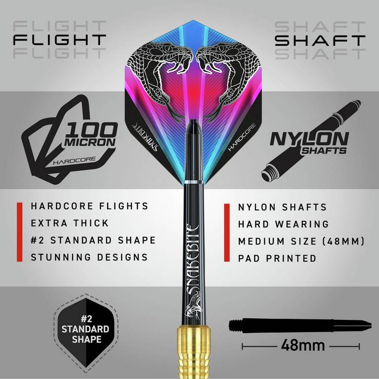 Red Dragon Peter Wright Snakebite 21g brass darts set, imported from the UK