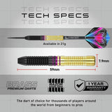 Red Dragon Peter Wright Snakebite 21g brass darts set, imported from the UK