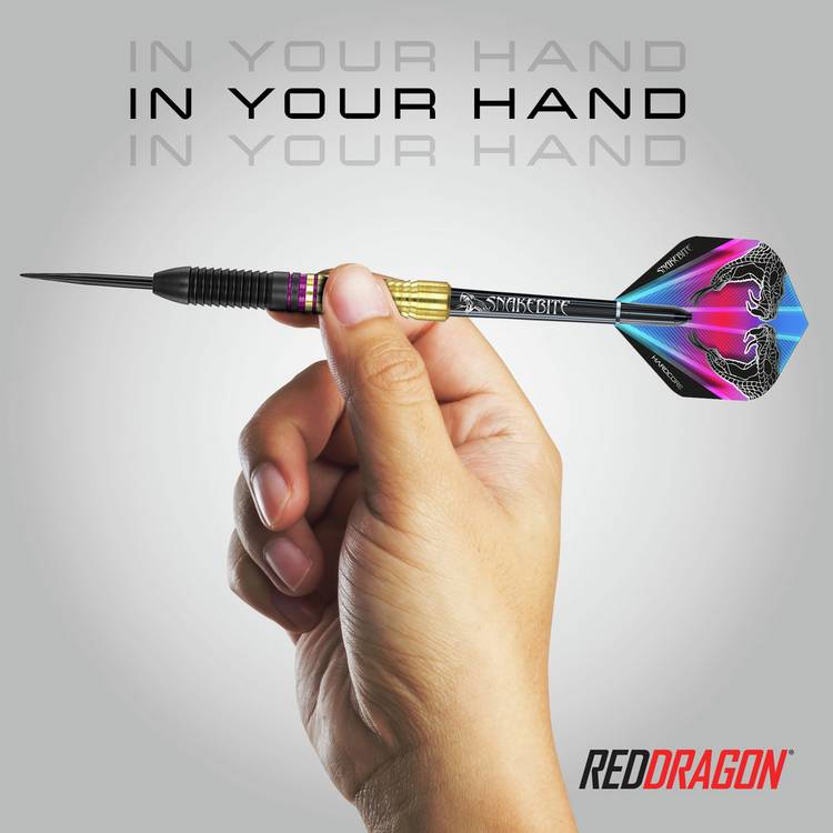 Red Dragon Peter Wright Snakebite 21g brass darts set, imported from the UK