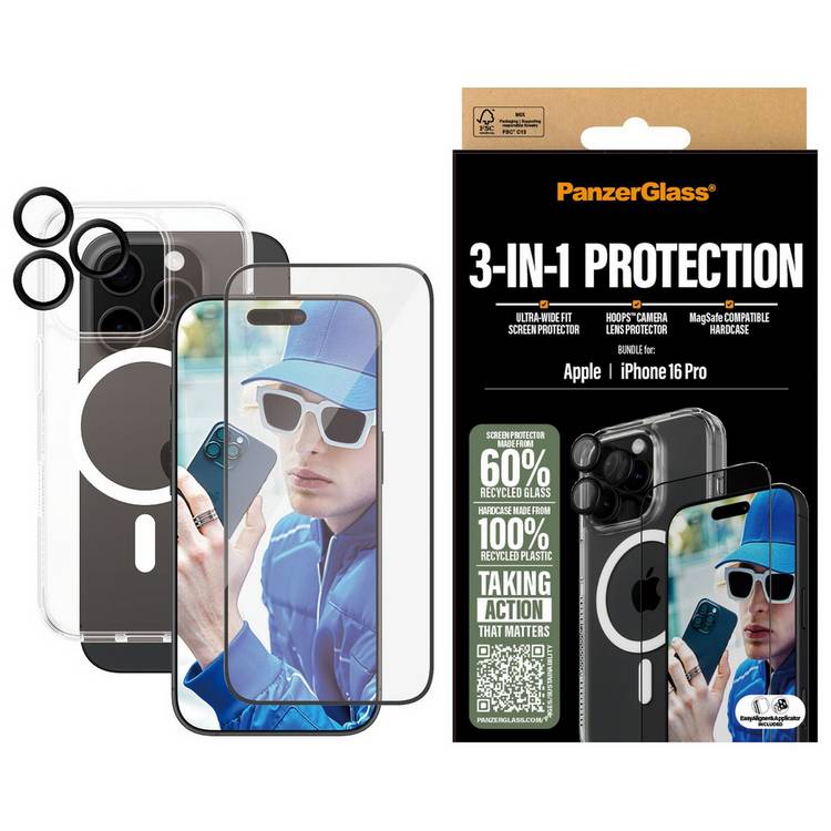 PanzerGlass 3-in-1 iPhone 16 Pro bundle (British brand)